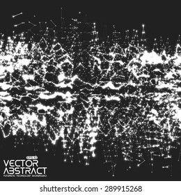Abstract vector mesh background. Bio luminescence of colony. Shining particles connected with polygons. Futuristic style card. Elegant background for business presentations. Eps 10.
