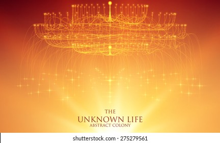 Abstract vector mesh background. Bioluminescence of tentacles. Futuristic style card. Elegant background for business presentations. Eps 10.