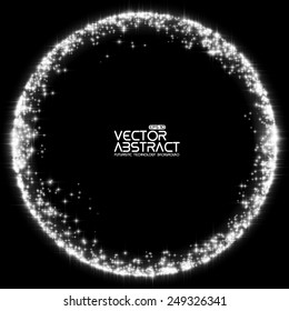 Abstract vector mesh background. Black hole or singularity. Futuristic technology style. Elegant background for business presentations. Flying debris. eps10