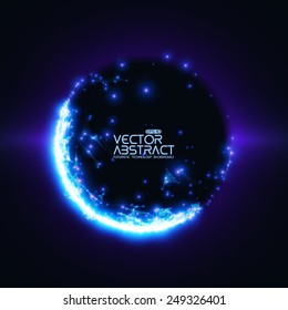 Abstract vector mesh background. Black hole or singularity. Futuristic technology style. Elegant background for business presentations. Flying debris. eps10