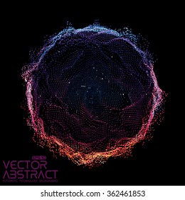 Abstract vector mesh background. Colorful point array. Ring of glowing points. Futuristic technology style. Elegant background for business presentations.