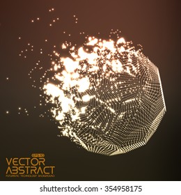 Abstract vector mesh background. Destroying of abstract comet. Futuristic technology style. Elegant background for business presentations. Flying debris. eps10