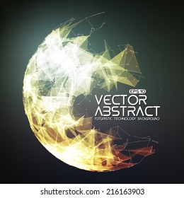 Abstract vector mesh background. Futuristic technology style. Elegant background for business presentations. Destroyed sphere. eps10