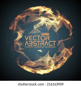 Abstract vector mesh background. Futuristic technology style. Elegant background for business presentations. Destroyed sphere. eps10