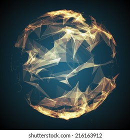 Abstract vector mesh background. Futuristic technology style. Elegant background for business presentations. Destroyed sphere. eps10