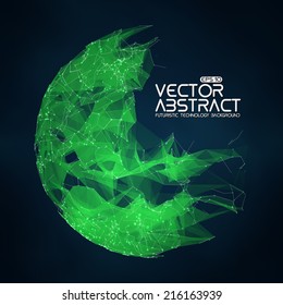 Abstract vector mesh background. Futuristic technology style. Elegant background for business presentations. Destroyed sphere. eps10