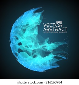 Abstract vector mesh background. Futuristic technology style. Elegant background for business presentations. Destroyed sphere. eps10