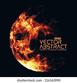 Abstract vector mesh background. Futuristic technology style. Elegant background for business presentations. Destroyed sphere. eps10