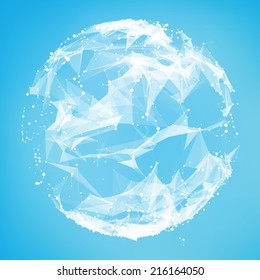 Abstract vector mesh background. Futuristic technology style. Elegant background for business presentations. Destroyed sphere. eps10