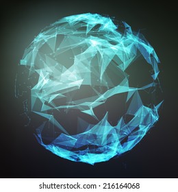 Abstract vector mesh background. Futuristic technology style. Elegant background for business presentations. Destroyed sphere. eps10