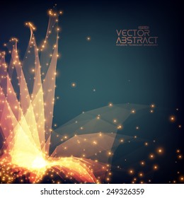 Abstract vector mesh background. Futuristic technology style. Elegant background for business presentations. Flying debris. eps10