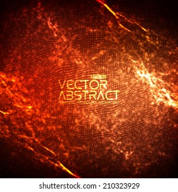 Abstract vector mesh background. Point cloud. Chaotic light waves. Technological cyberspace background. 
