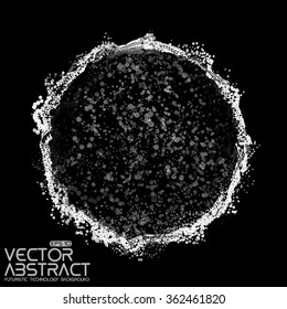 Abstract vector mesh background. Point array. Ring of glowing points. Futuristic technology style. Monochrome. Elegant background for business presentations.