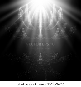 Abstract vector mesh background. Sphere of bioluminescent tentacles. Futuristic style card. Elegant background for business presentations. Eps10.