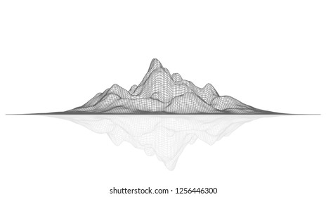 Abstract vector mesh landscape. Data visualization background