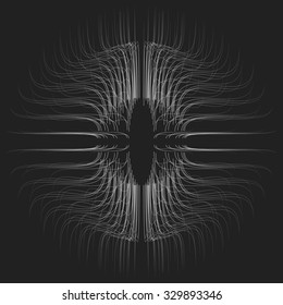 Abstract vector mesh monochrome background. Sphere of bioluminescent tentacles. Futuristic style card. Neuron connections. Elegant background for business presentations. Eps 10.