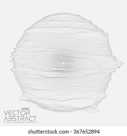 Abstract vector mesh on white background. Futuristic style card. Elegant background for business presentations.  Corrupted point sphere.  Chaos aesthetics.