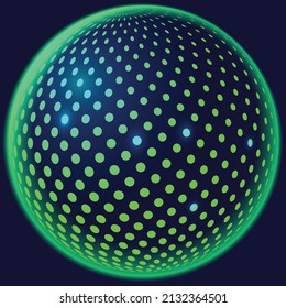 Abstract vector mesh sphere on dark background with depth of field effect