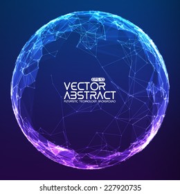 Abstract vector mesh spheres. Futuristic technology style. Elegant background for business presentations. Flying debris. eps10