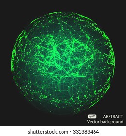 Abstract vector mesh spheres. Futuristic technology low poly style. Elegant dots background for business presentations. Flying debris lines. Illustration eps10