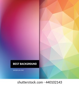 Abstract vector mesh and triangles background, color gradient and triangles vector wallpaper, twisted rainbow