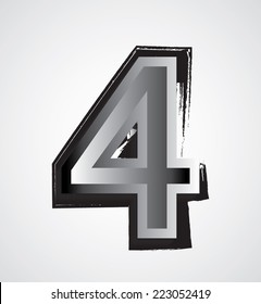 Abstract Vector Metal Brushed Number Four  isolated on white background