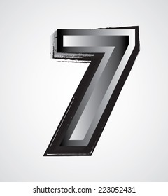 Abstract Vector Metal Brushed Number Seven  isolated on white background