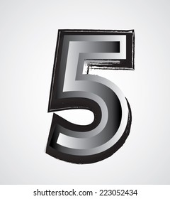 Abstract Vector Metal Brushed Number Five  isolated on white background