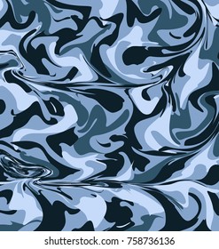 Abstract Vector Military Blue Camouflage Background Made of Splash. Camo Dark Pattern for Army Clothing.