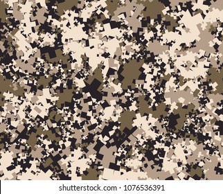 Abstract Vector Military Camouflage Background. Pattern of Camo Geometric Squares Shapes for Army Clothing.