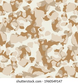 Abstract vector military camouflage background. Seamless camo pattern for army clothing. Beige, brown color texture