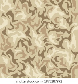 Abstract vector military camouflage background. Seamless camo pattern for army clothing. Beige, brown color texture