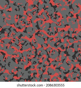 Abstract vector military camouflage background. Seamless urban camo pattern. Red, gray and black color texture