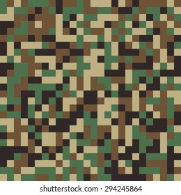 Abstract Vector Military Camouflage Seamless Background Made of Geometric Square Shapes