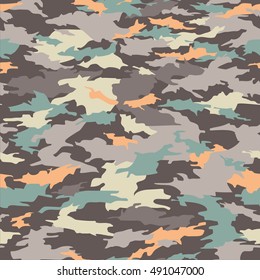 Abstract vector military camouflage seamless pattern. Vector Illustration can be used for wallpaper, pattern fills, web page background, print on fabric or wrapping paper. Multicolor
