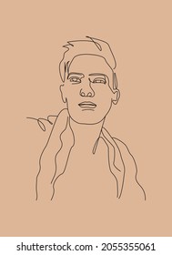 Retrato de estilo minimalista vector abstracto. Hombre, belleza minimalista. Retrato de un hombre de arte en línea.