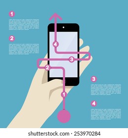 Abstract Vector mobile with Infographic road or path line for Flyers or Broschures.