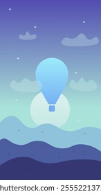Abstract Vector Mobile Phone Blue Wallpaper Landscape Mountain Balloon Backdrop Design