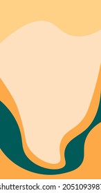 Plantilla de vector vector de abstracción para móviles, líneas onduladas con espacio vacío. Colores de moda: naranja, verde y beige pastel. Tamaño vertical de 9:16 para el fondo del teléfono.