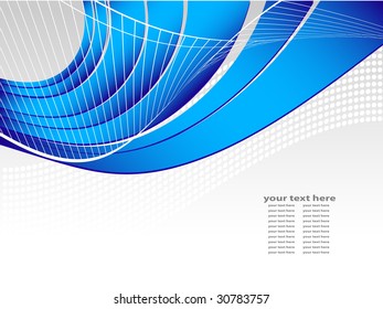 abstract vector modern backdrop with wavy lines in blue color