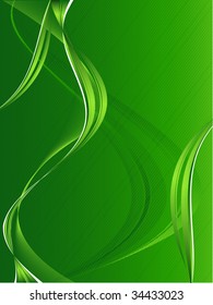 abstract vector modern backdrop with wavy lines in green color