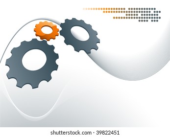 abstract vector modern backdrop with wavy lines and gears