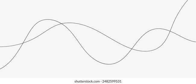 Abstract vector modern background with black wavy lines and particles.