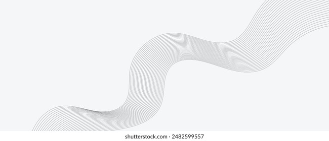 Abstract vector modern background with black wavy lines and particles.