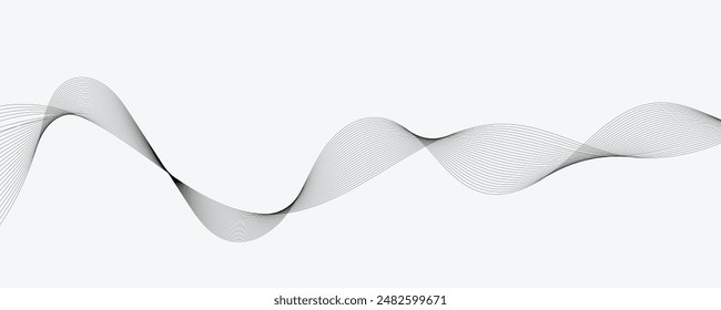Abstract vector modern background with black wavy lines and particles.