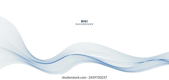 Abstract vector modern background with blue wavy lines and particles. Technology backdrop.