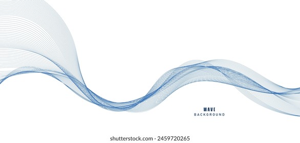 Abstract vector modern background with blue wavy lines and particles. Technology backdrop.