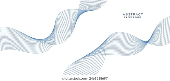 Abstract vector modern background with blue wavy lines.
