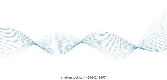 Abstract vector modern background with blue wavy lines and particles. Technology backdrop.
