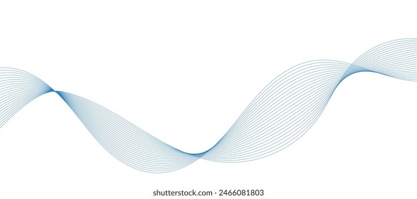 Abstract vector modern background with blue wavy lines and particles. Technology backdrop.